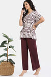 Zivame 2 Mile Fashion Knit Cotton Pyjama Set - Rum Raisin — thumbnail 3